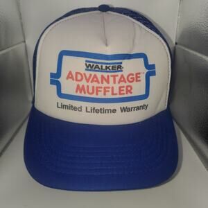 Vintage Walker Advantage Muffler Trucker Hat Blue Mesh Snapback